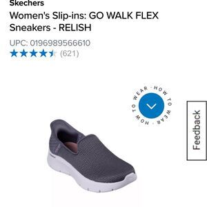 Skechers Charcoal Gray   Slip-ins Go Walk Sneakers Size 6 New